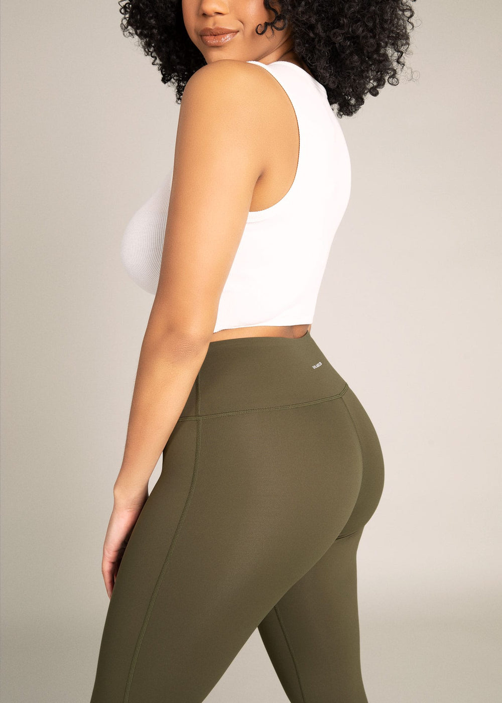 Cable Knit High Waist Leggings - Olive